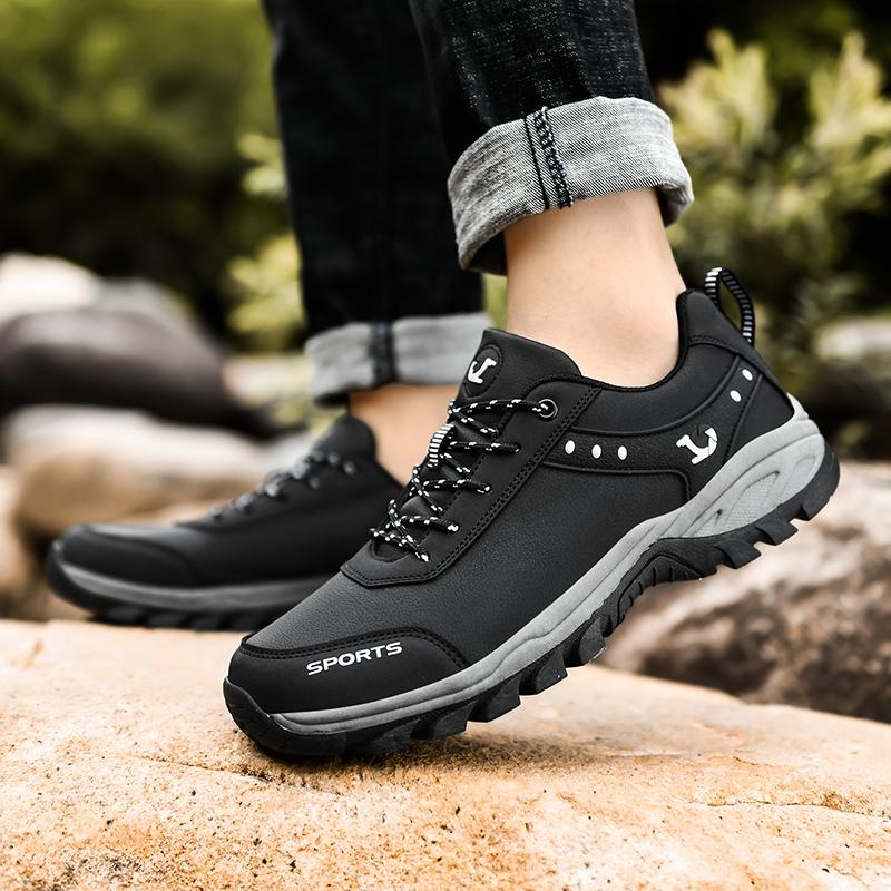 Роскошные кожаные кроссовки, мужская спортивная обувь, уличные кроссовки с толстой подошвой, на шнуровке, повседневные кроссовки, нескользящие, для ходьбы, походов, для мужчин