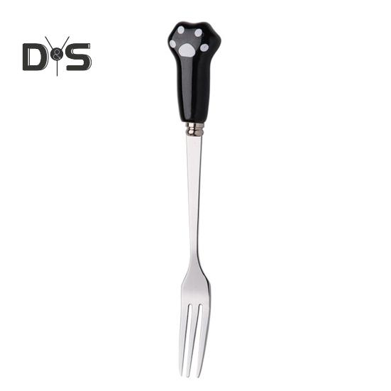 Вилка для торта, вилка в виде мультяшного кота, новинка, гладкие края, керамическая ручка, вилка для фруктов, десертов, лапши