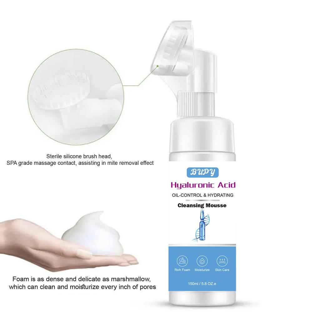 Hyaluronic Acid Cleansing Mousse Gentle Foaming Washing and Removing Two-in-One Amino Acid Facial Cleanser