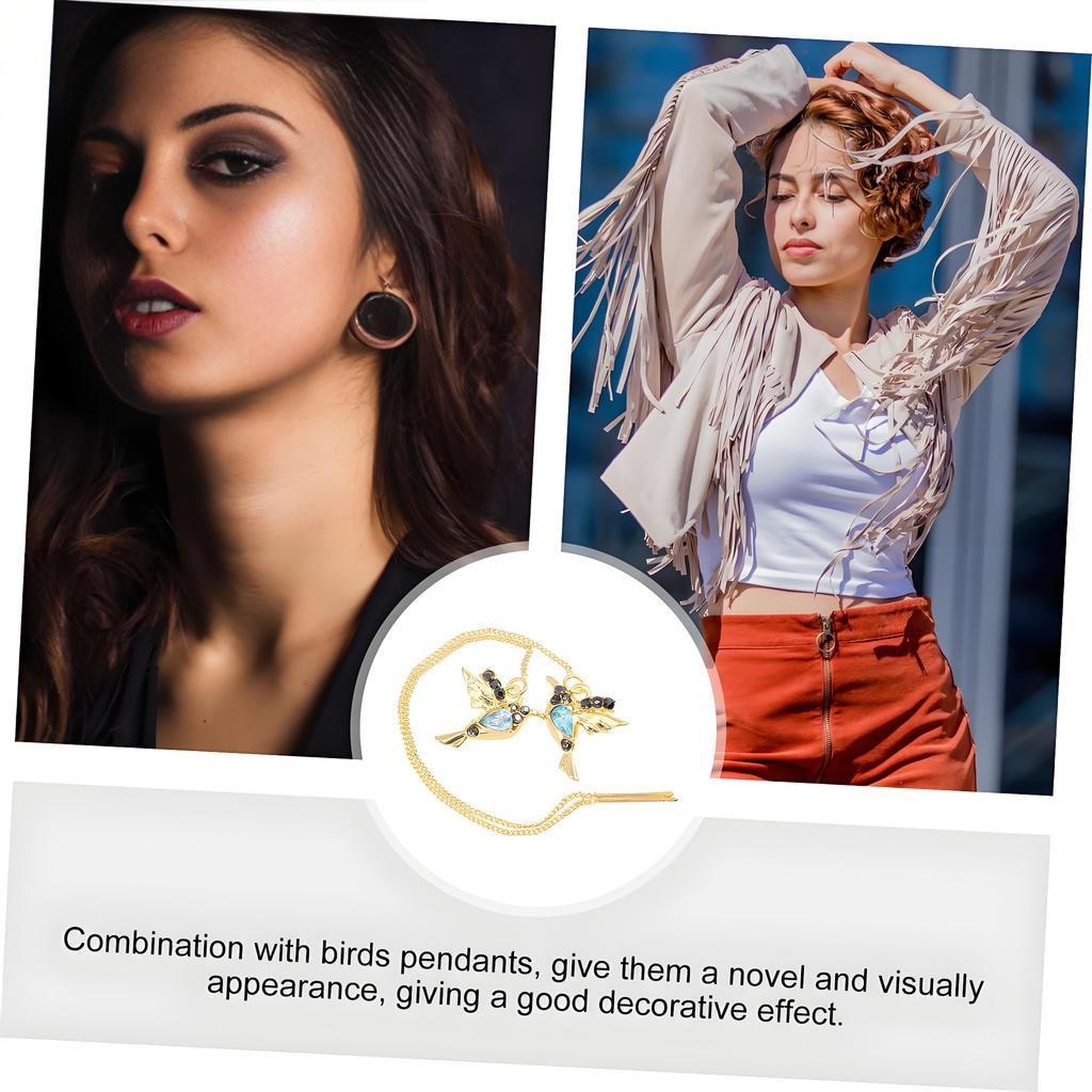 1 пара серег-цепочек со стразами в виде колибри для женщин, элегантные серьги-продевки, винтажный дизайн с птицами
