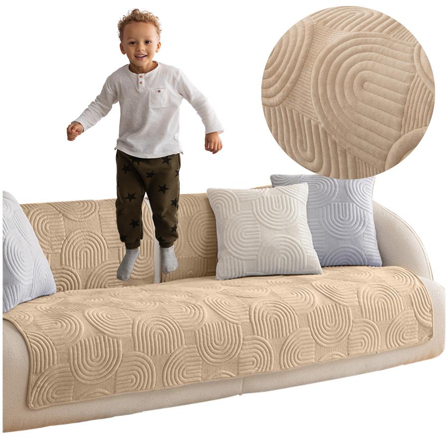 Mat, Blanket, Cover For Sofa Sofa 90X70 Cm, Beige, Raised Pattern