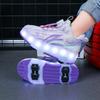 Четырехколесные новые сетчатые светодиодные прогулочные туфли с вращающейся кнопкой детские роликовые коньки обувь для девочек прогулочные туфли для мальчиков