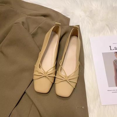 Туфли-лодочки на низком каблуке женские 2024 весна и лето новые из мягкой кожи с квадратным носком на мягкой подошве, удобные, на плоской подошве, для работы, Мэри Джейн, для беременных