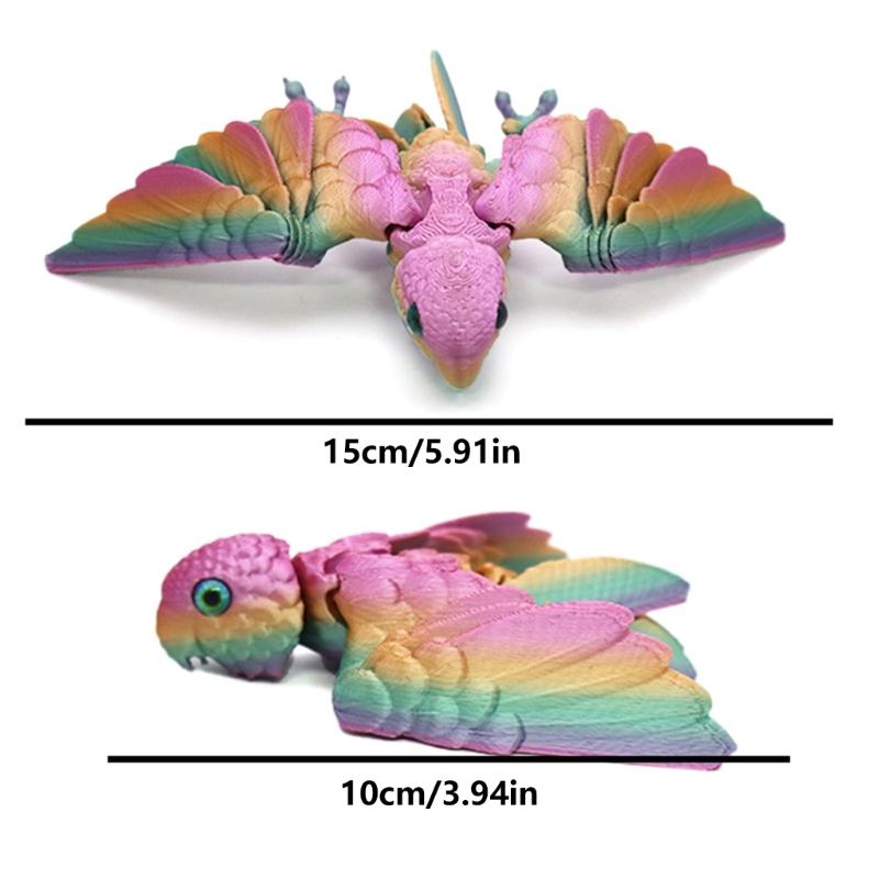 Flexible Joints Articulated Parrots Fidgety Toy Desktop Decors 3D Printed Parrots,Realistic Parrots Statue Home Decors