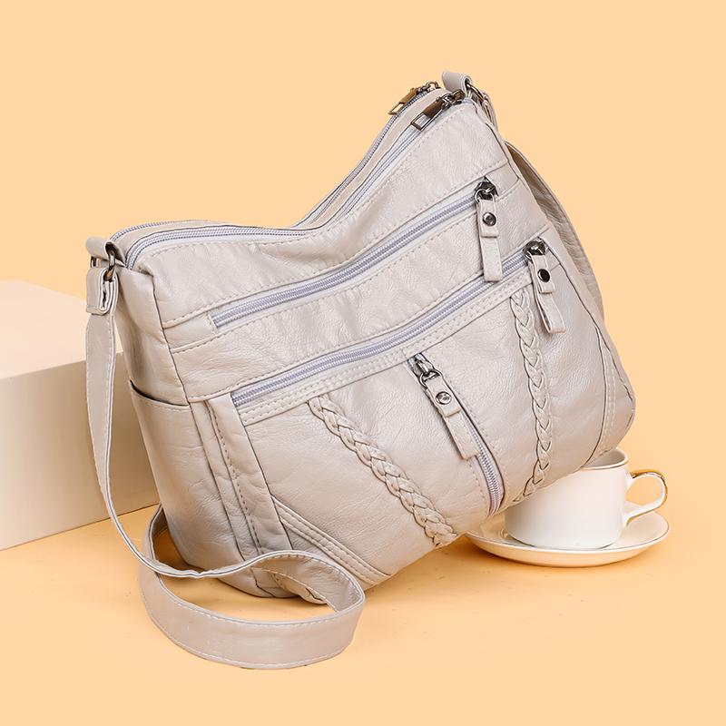 Многокарманная женская сумка через плечо из мягкой кожи, сумка для мам среднего и пожилого возраста, сумка через плечо