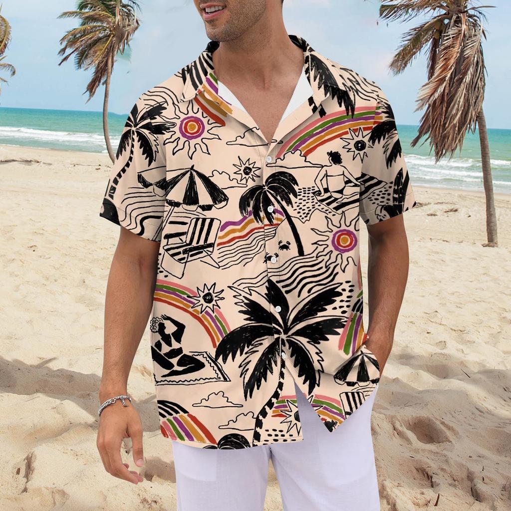 Рубашка для мужчин, мужские винтажные рубашки для боулинга на пуговицах, летняя пляжная рубашка с коротким рукавом