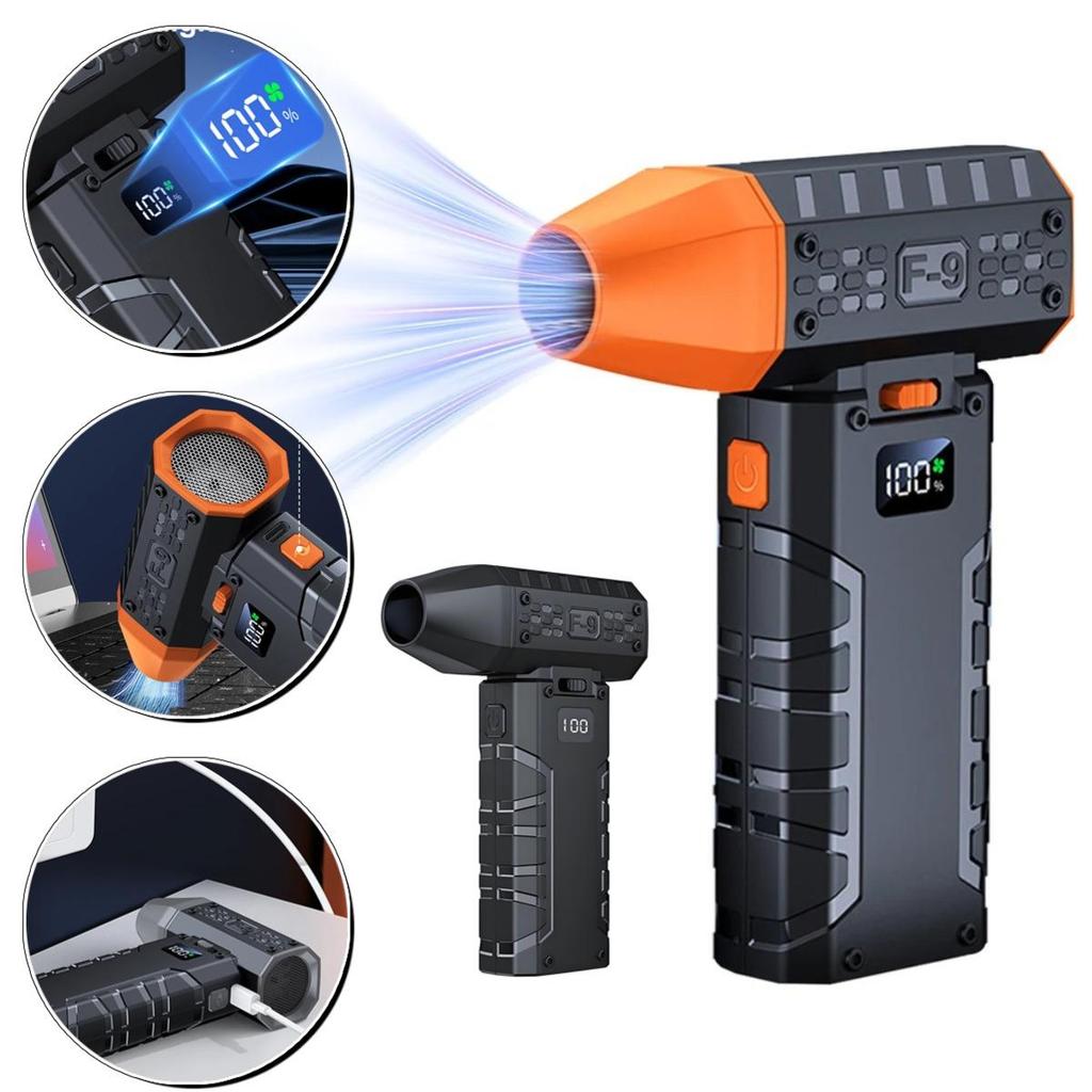 Mini Turbo Jet Fan 160000 RPM Digital Display Turbo Fan USB Rechargeable Brushless Motor Hair Dryer Powerful Blower With High Speed Duct Fan