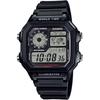 World Time Digital Watch AE-1200WH-1AV Black, International Edition, Parallel Import
