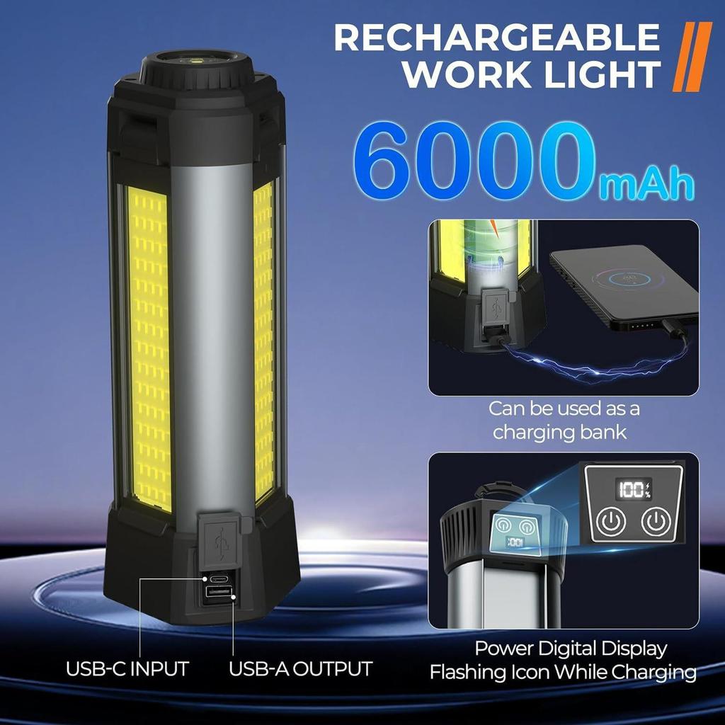 Кемпинговый фонарь COB LED с высокой яркостью: Выдвижная удочкодержатель и кронштейн для уличной рыбалки, многофункциональное использование