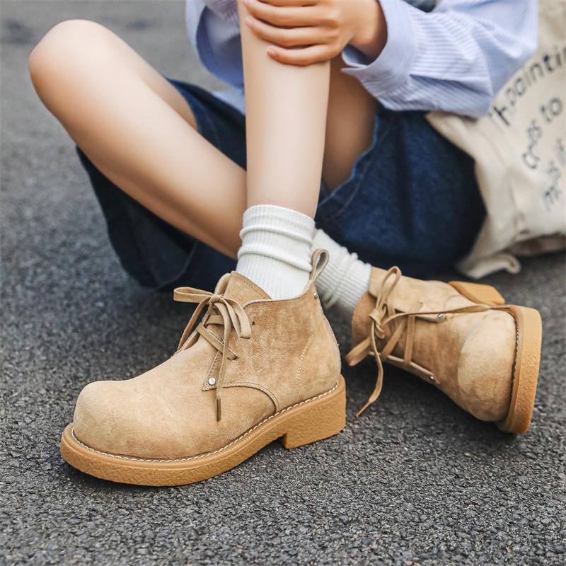 Туфли дерби мужские новые осенне-зимние в британском стиле на толстой подошве увеличивающие рост ботинки мартин ретро средней высоты рабочие ботинки 14422-J