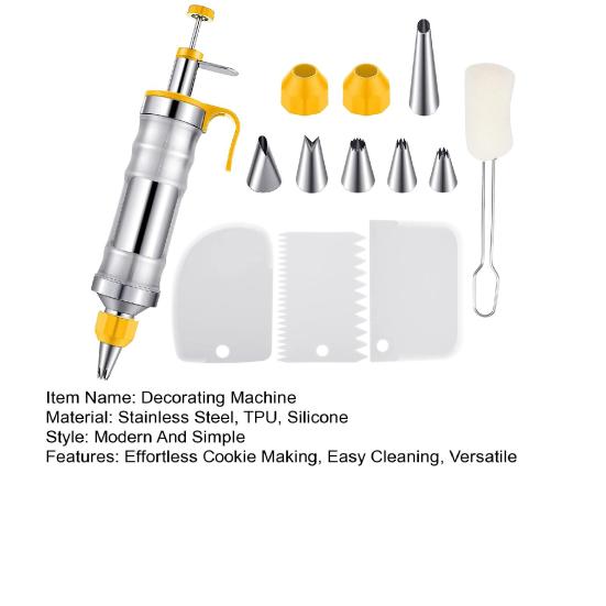 13 шт. Набор для украшения торта из нержавеющей стали, машина для выпечки печенья, пресс для печенья, многоразовый набор трубочек для глазури для тортов, кексов, печенья