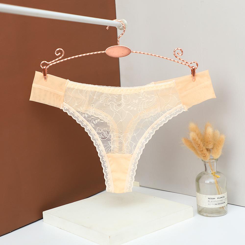 Sexy Lace Thongs Women's Low Waist Underwear Solid Comfortable Female Underpants Breathable Lingeries 202