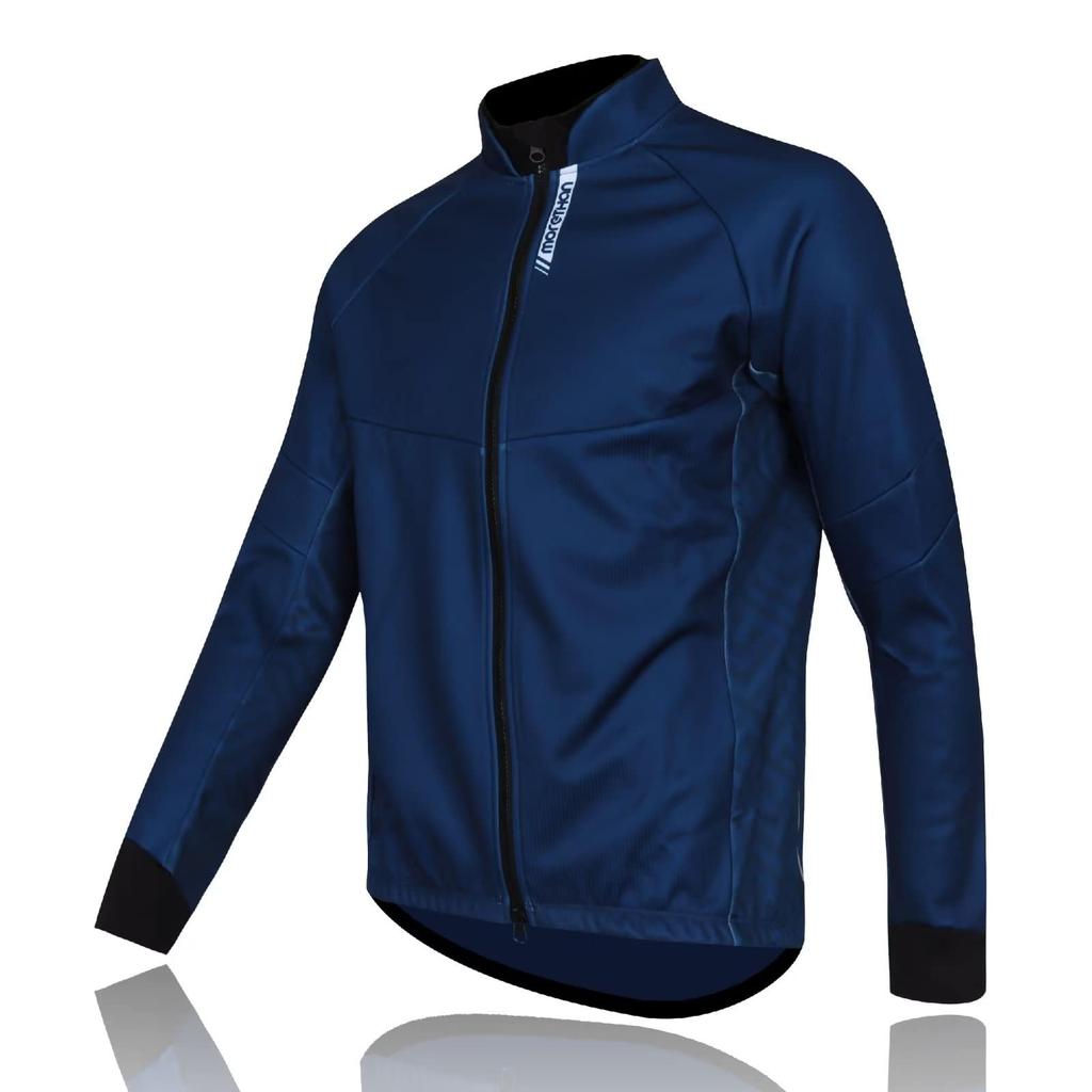 Morethan Long Sleeve Winter Cycling Jacket with Reflective Back Pockets Men's (L/Dark Blue) (WVP-008)