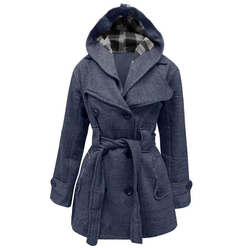 Winter Coat Ladies Girls Hooded Comfortable Warm Jacket Womens Belted Elegant Plus Size Long Sleeve