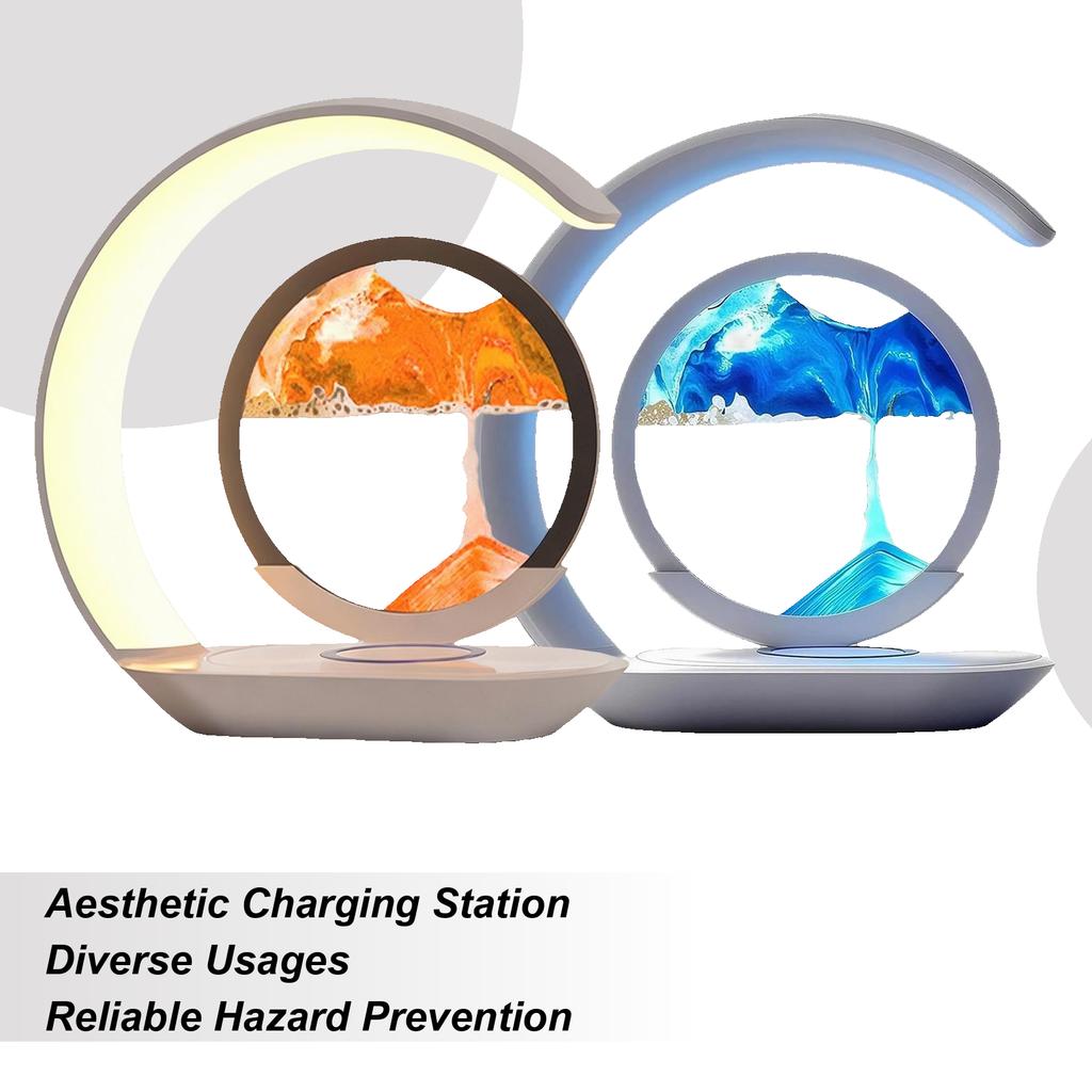 Wireless Charging Moving Sand Lamp Decor Magnetic Charger For Office Bedroom Table Night Bathroom Home Sensory Meditation