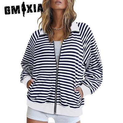 Осенне-зимняя женская повседневная рубашка с полосатыми лацканами, цветной кардиган, топ для женщин