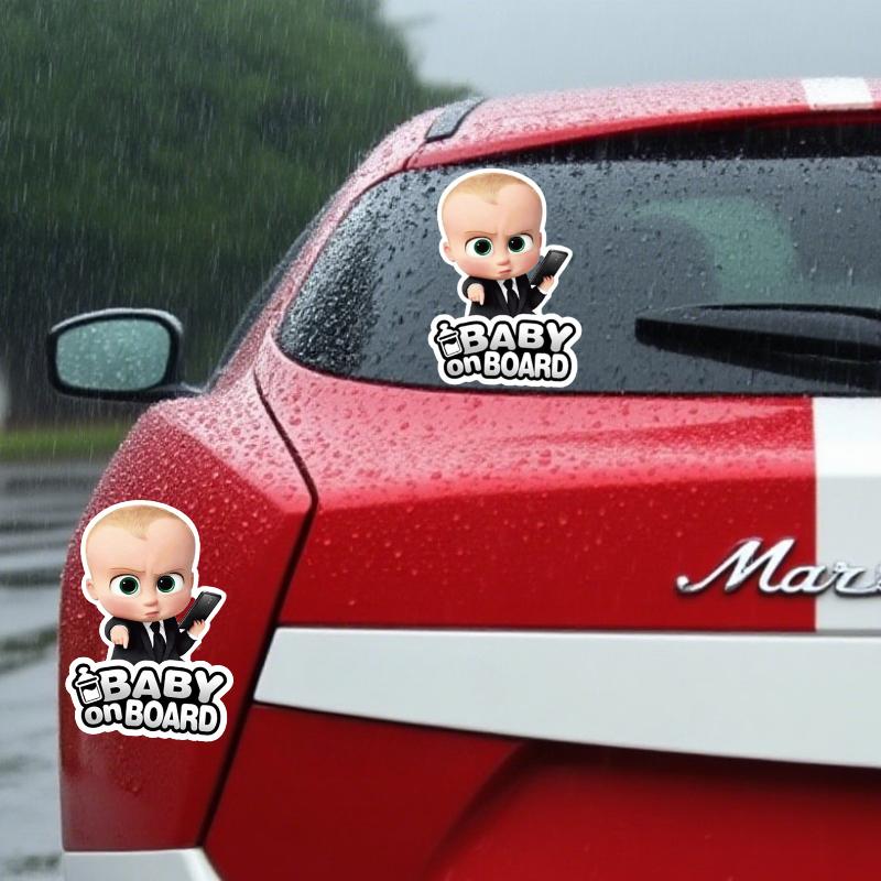 Забавная наклейка "Boss Baby: Малыш в машине", Водонепроницаемая виниловая декаль, Мультяшный знак безопасности для бампера или окна автомобиля