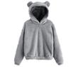 Women's Cute Bear Ears Plush Long Sleeve Hooded Sweatshirt Pullover Hoodies