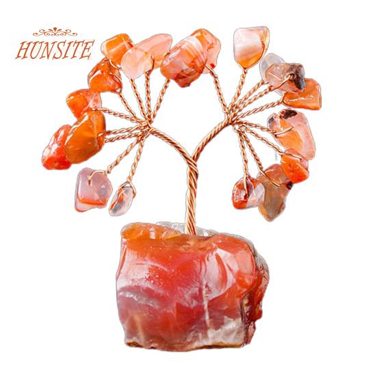 Красочный орнамент из натурального камня с основанием, денежное дерево с положительной целебной энергией