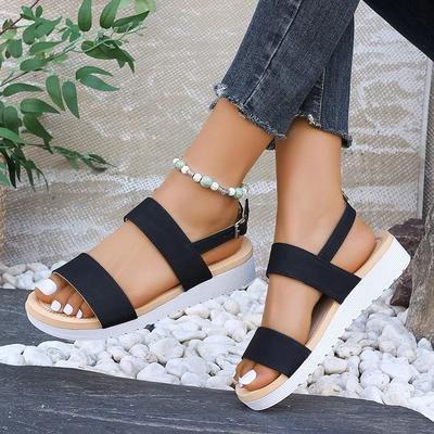 Женские летние сандалии на плоской подошве, легкие, с открытым носком, с пряжкой, ремешком, прогулочные сандалии, удобные, повседневные, пляжные туфли для женщин, большие размеры