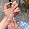 Fresh Little Wear Armor Handmade Nude Color Rainbow Candy Manicure French Flash Diamond Removable Nail Piece