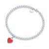 Серебряное ожерелье Yibaijia T-Home из стерлингового серебра 925 пробы с красным сердцем и синей эмалью, цепочка на ключицу, подвеска в виде двойного сердца