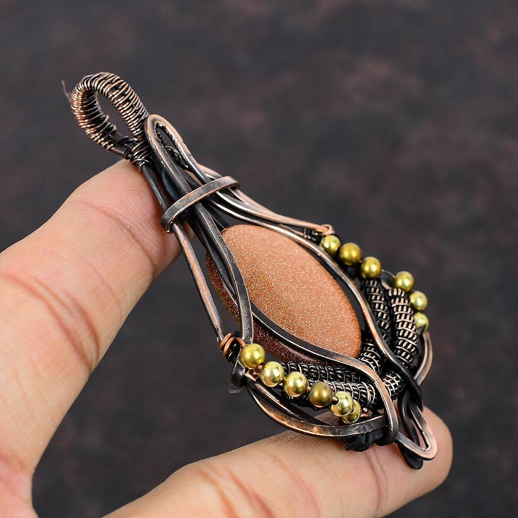 Sun Sitara Pendant Copper Wire Wrapped Pendant Handmade Pendant Copper Wire Wrapped Jewelry Gemstone Pendant Gift For Him Sun Sitara Jewelry