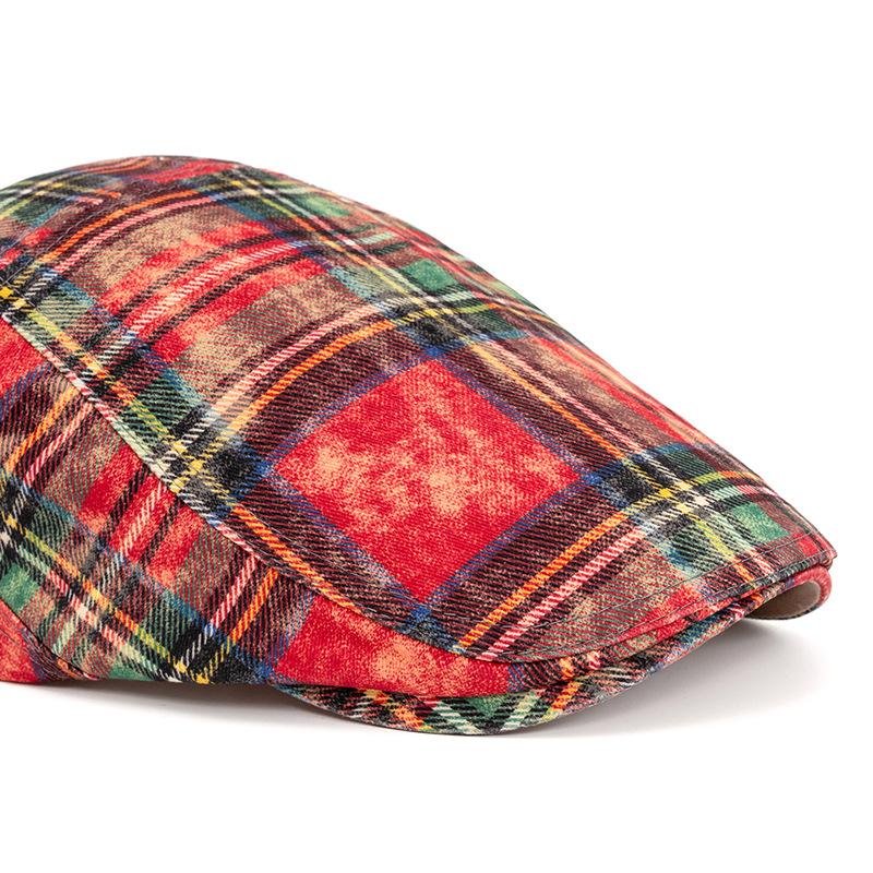 Британский стиль Контрастный цвет Клетчатый берет Женская весенне-летняя Кепка художника Мужская кепка