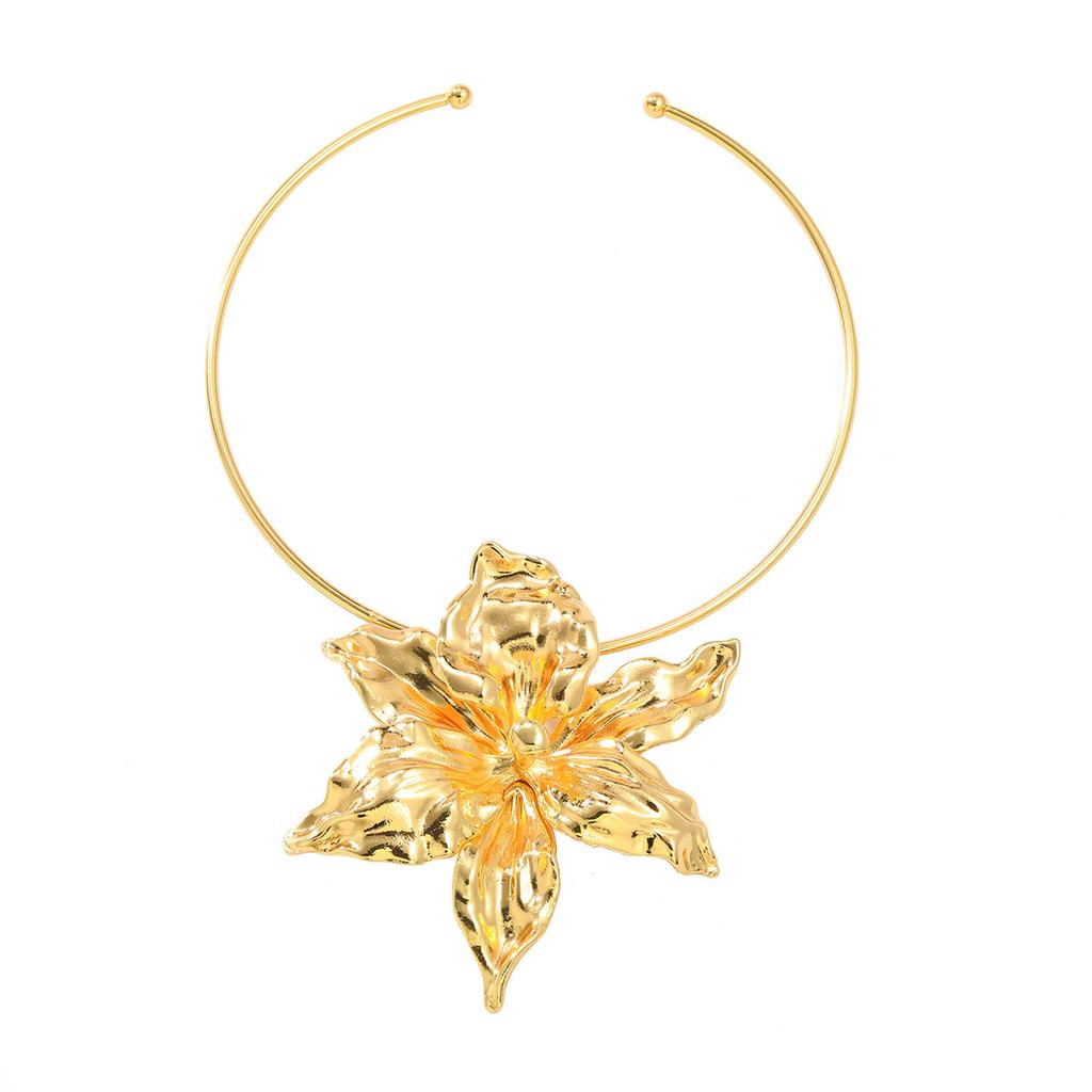 Summer New Alloy Floral Choker Hip Hop Necklace Women's Trend Exaggerated Flower Accessories Necklace