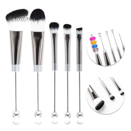 5 шт./компл. набор кистей для макияжа, сделай сам, металлическая ручка, бисер, тонкая мягкая щетина, натуральные нежные кисти с эффектом макияжа