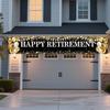 Black Gold Happy Retirement Banner for Women Man, Large Retirement Yard Sign for Porch/Fence/Lawn Decorations - Retire Party Supplies & Hanging Decor