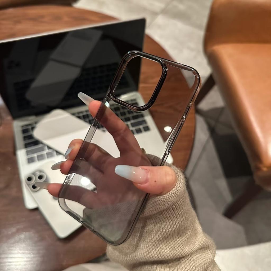 Роскошный прозрачный кристальный черный жесткий ПК чехол для телефона для iPhone 16 15 14 Plus 13 12 11 Pro Max Прозрачная противоударная задняя крышка