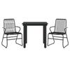 3 Piece Outdoor Dining Set Black PVC Rattan
