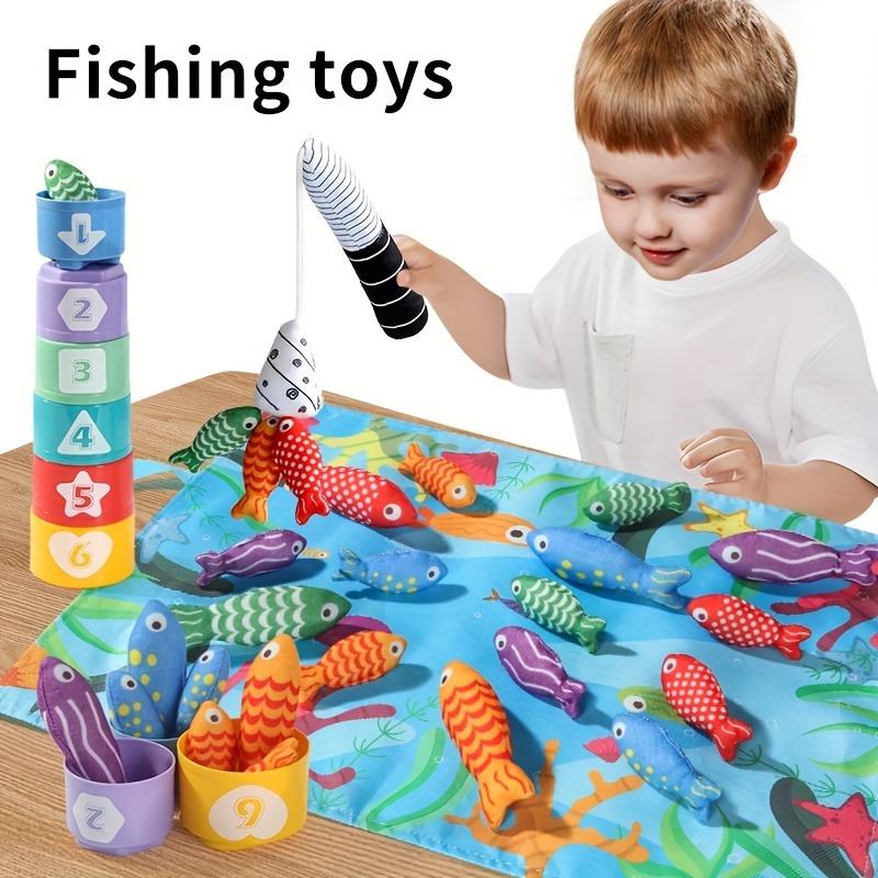 [Children Novelty Toys] Colorful Infant Fishing Toys | Fabric Fishing Set Enhances Hand-Eye Coordination | Creative Gift Ideas Birthday Easter
