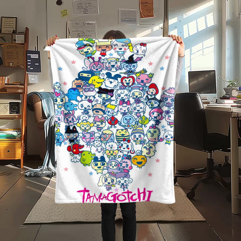 1PC Tamagotchi Print Flannel Blanket, High quality Comfortable for All Seasons, Home Decor, Warmth and Comfort, Perfect for Christmas Gifts189