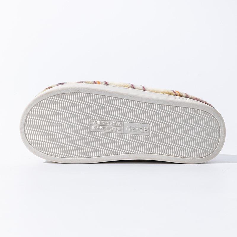 Color Matching Cotton Slippers Men's Autumn and Winter Indoor Home Thick Bottom Velvet Warm Couple Confinement Wool Shoes Women