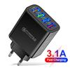 Красочное 4-портовое USB-зарядное устройство 3A для путешествий с вилками US/EU для мобильных телефонов
