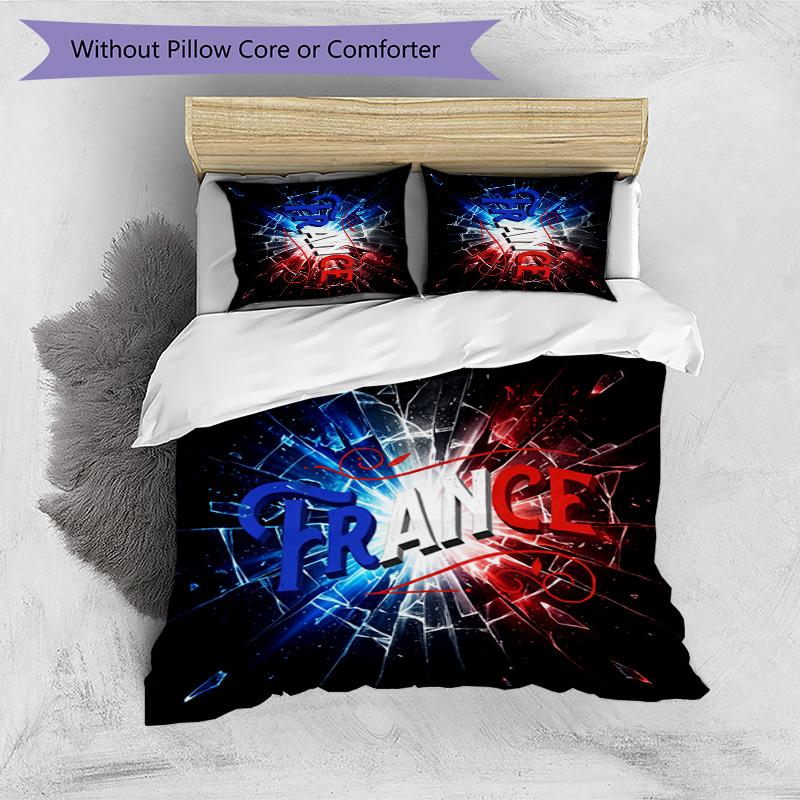 France Football Printed Bedding 3 Piece Set Cozy Breathable Bed Cover Set as Housewarming Holiday Gift