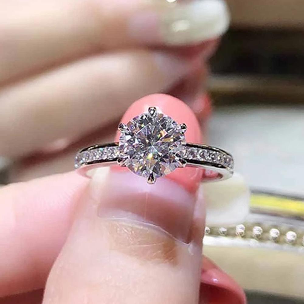 Классический дизайн с шестью когтями, обручальные кольца с кристаллами для женщин, модные кольца с кубическим цирконием Aaa, женские свадебные украшения, подарки