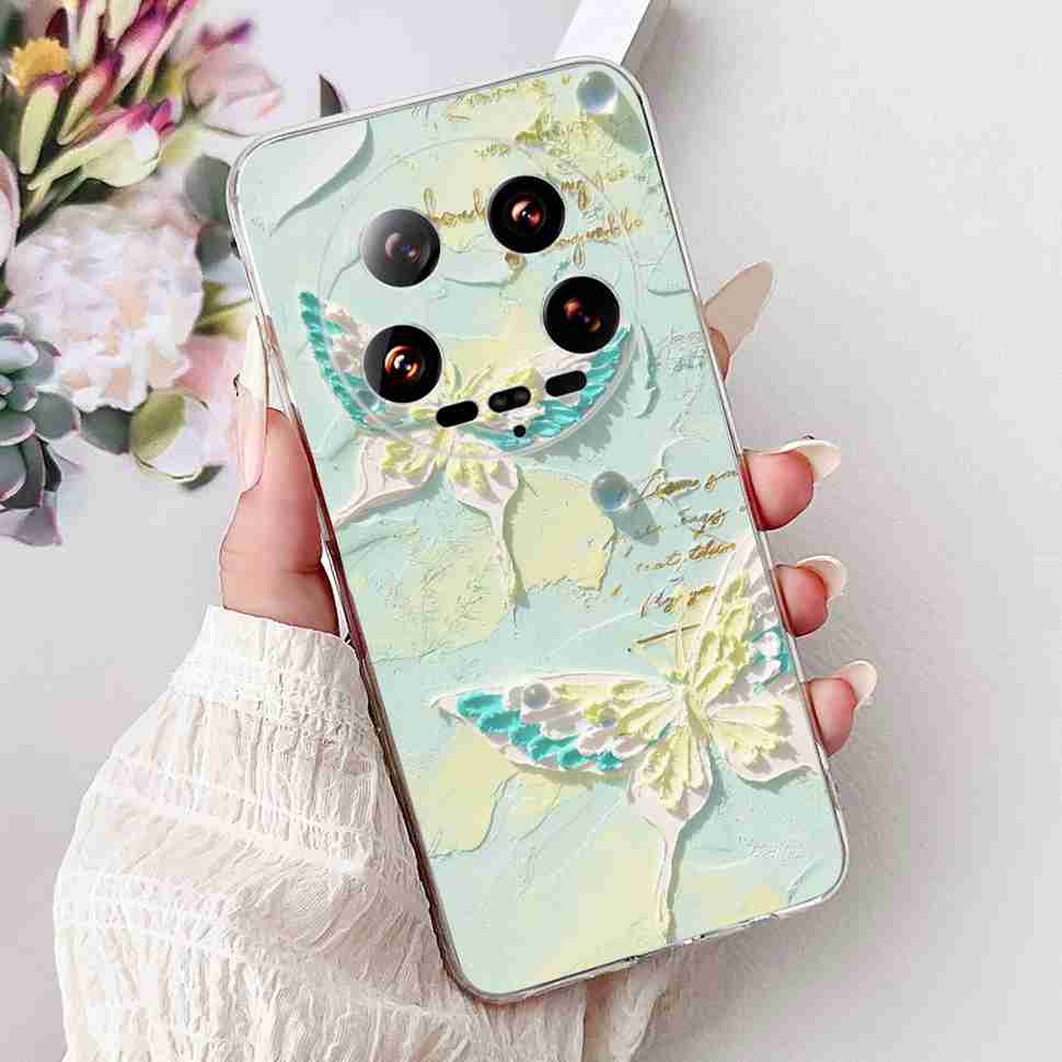 Case For Xiaomi 14 Ultra Butterfly Silicone Soft Phone Cover For Xiaomi Mi 14 Mi14 Ultra Shockproof Back Fundas Xiaomi 14Ultra