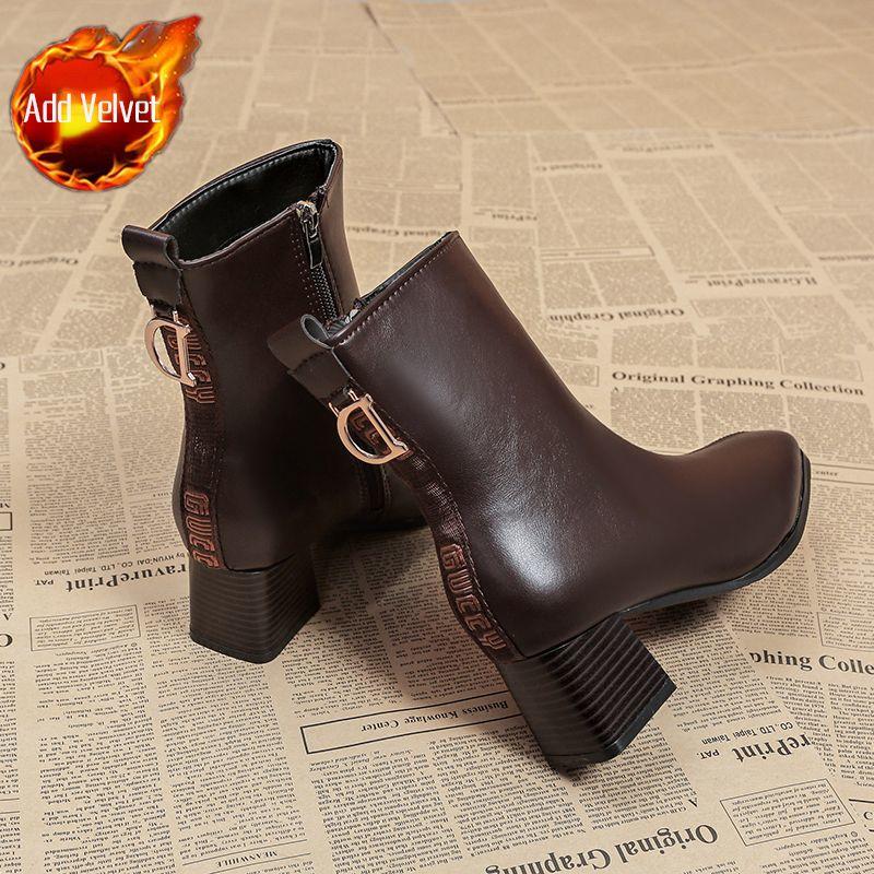 Женские ботильоны Combat Ankle Boots на меху, элегантные, на среднем каблуке, женские короткие туфли в стиле панк, коричневые ботинки, осенние ботинки высокого качества
