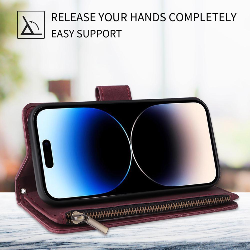 Роскошный кожаный чехол с отделением для карт-кошелька на молнии для Samsung S23 S22 S21 S20 Ultra Plus A13 A14 A54/iPhone 14 13 12 Pro Max XS Max 8P 7P Redmi Huawei