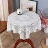Fashionable Lace Diamond Grid Hollowed Out Tablecloth Household White Lace Round Tablecloth Practical Square Lace Table Decorative Fabric