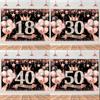 18th 30th 40th 50th Birthday Party Backdrop Rose Gold Background Banner 18 30 40 50 Years Old Birthday Party Decoration Girl