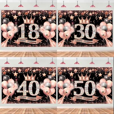 18th 30th 40th 50th День рождения Фон Розовое золото Фон Баннер 18 30 40 50 лет Украшение для вечеринки по случаю дня рождения Девушка
