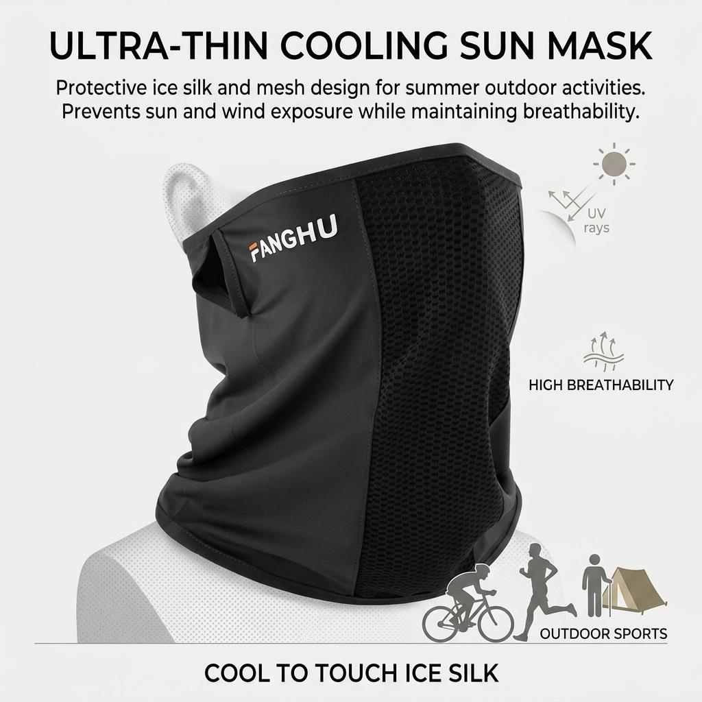 Face Mask Breathable Men Women Outdoor Sunscreen for UPF50+ Ice Silk Cooling Face Cover Windproof Cycling Hiking Mask