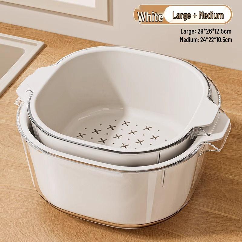 Double-Layer Kitchen Drain Basket for Fruits & Vegetables - Food-Grade Storage & Strainer