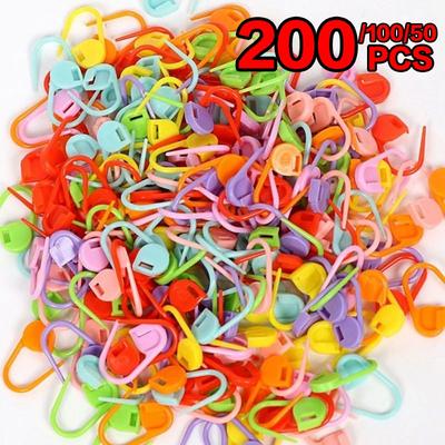 50/100/200 шт. смешанные красочные спицы для вязания крючком, маркер для петель, пластиковый маркер, зажим для крючка, пластиковая позиционирующая пряжка