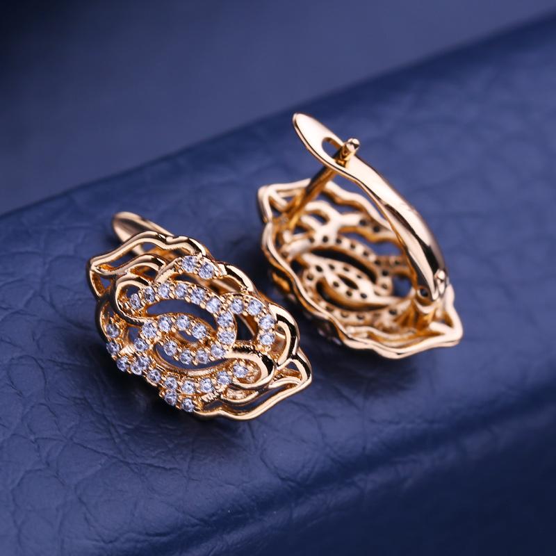 KNIKOO Серьги-клипсы для женщин с кубическим цирконием, модные серьги-гвоздики с розами, ювелирные изделия для свадебной вечеринки, подарки