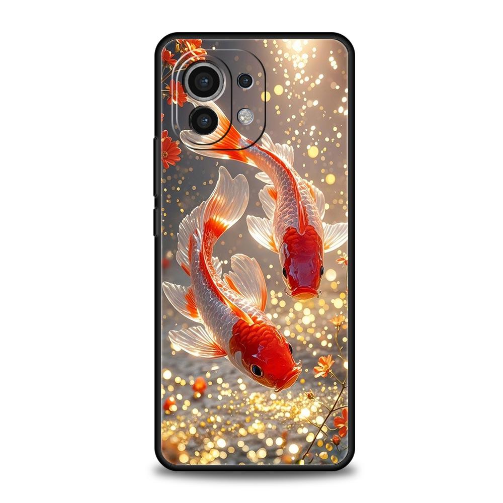 Чехол-бампер для телефона с плавающей золотой рыбкой для Xiaomi Mi 17 Pro Max 15 14 13 12 11 Ultra 15T 14T 13T 12T 11T Pro Lite Мягкий TPU Чехол-сумка